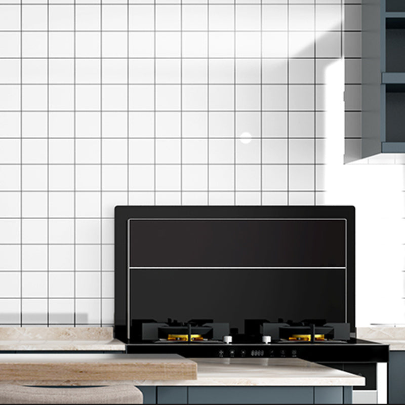 Single Tile Wallpaper Contemporary PVC Waterproof Peel and Stick Wall Tile White Plaid 5-Piece Set Clearhalo 'Flooring 'Home Improvement' 'home_improvement' 'home_improvement_peel_stick_blacksplash' 'Peel & Stick Backsplash Tile' 'peel_stick_blacksplash' 'Walls & Ceilings' Walls and Ceiling' 7319069