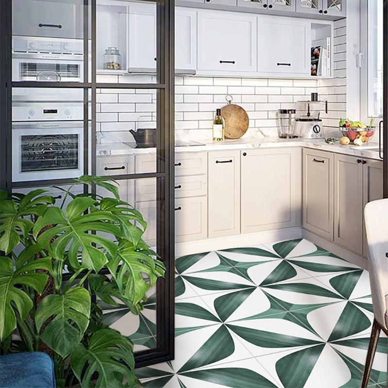 Modern Style Floor Tile Printing Pattern Square Straight Edge Waterproof Floor Tile Green-White 132 Pieces Clearhalo 'Floor Tiles & Wall Tiles' 'floor_tiles_wall_tiles' 'Flooring 'Home Improvement' 'home_improvement' 'home_improvement_floor_tiles_wall_tiles' Walls and Ceiling' 7325165