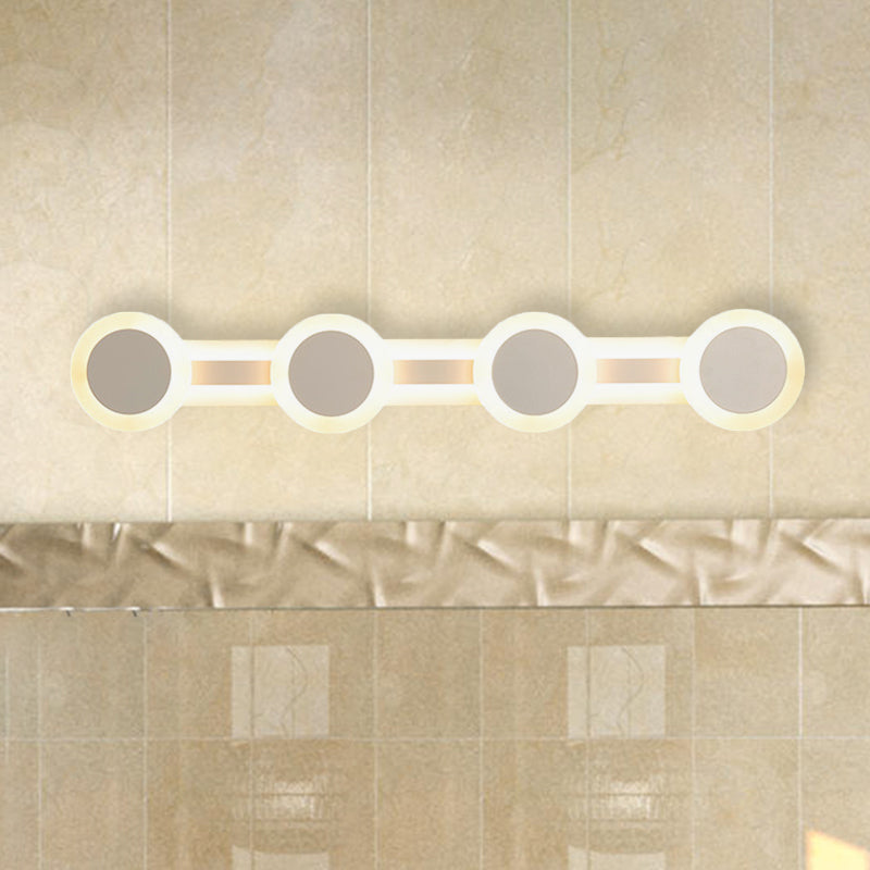 White Linear Vanity Light Modernist 16"/23.5" L 3/4 Lights LED Acrylic Wall Sconce Lamp in Warm/White Light Clearhalo 'Modern wall lights' 'Modern' 'Vanity Lights' 'Wall Lights' Lighting' 732530