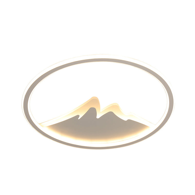 17"/21"/25" W LED Bedroom Flushmount Modern White Ceiling Mounted Fixture with Ring and Mountain Acrylic Shade in White/Warm Light Clearhalo 'Ceiling Lights' 'Close To Ceiling Lights' 'Close to ceiling' 'Flush mount' Lighting' 732785