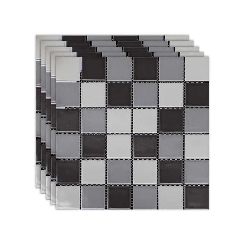 Black and White Wall Tile Mixed Material Mosaic Sheet Wall & Floor Tile Dark Gray Glossy / Polished Clearhalo 'Floor Tiles & Wall Tiles' 'floor_tiles_wall_tiles' 'Flooring 'Home Improvement' 'home_improvement' 'home_improvement_floor_tiles_wall_tiles' Walls and Ceiling' 7329758