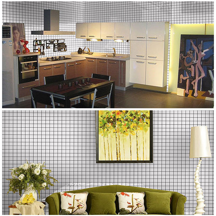 Black and White Wall Tile Mixed Material Mosaic Sheet Wall & Floor Tile Clearhalo 'Floor Tiles & Wall Tiles' 'floor_tiles_wall_tiles' 'Flooring 'Home Improvement' 'home_improvement' 'home_improvement_floor_tiles_wall_tiles' Walls and Ceiling' 7329763