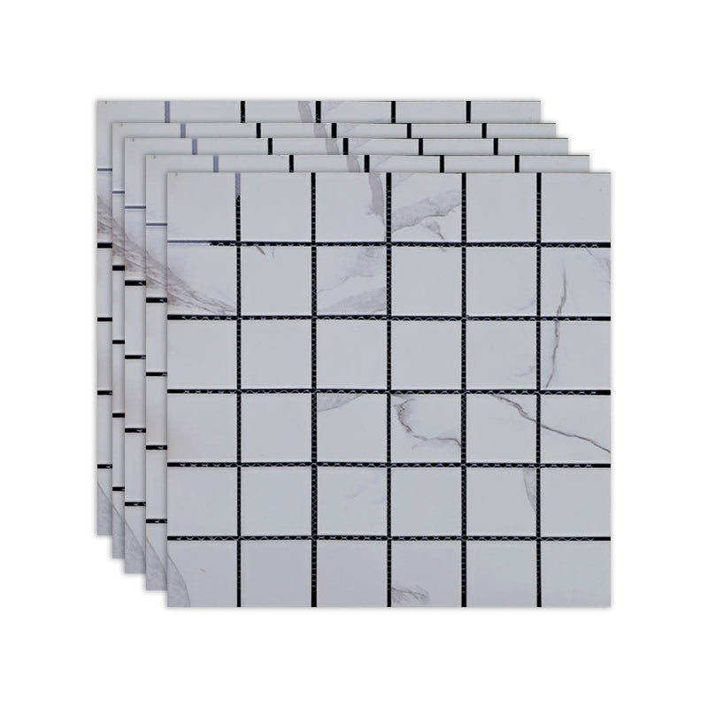 Black and White Wall Tile Mixed Material Mosaic Sheet Wall & Floor Tile White-Gray Matte Clearhalo 'Floor Tiles & Wall Tiles' 'floor_tiles_wall_tiles' 'Flooring 'Home Improvement' 'home_improvement' 'home_improvement_floor_tiles_wall_tiles' Walls and Ceiling' 7329768