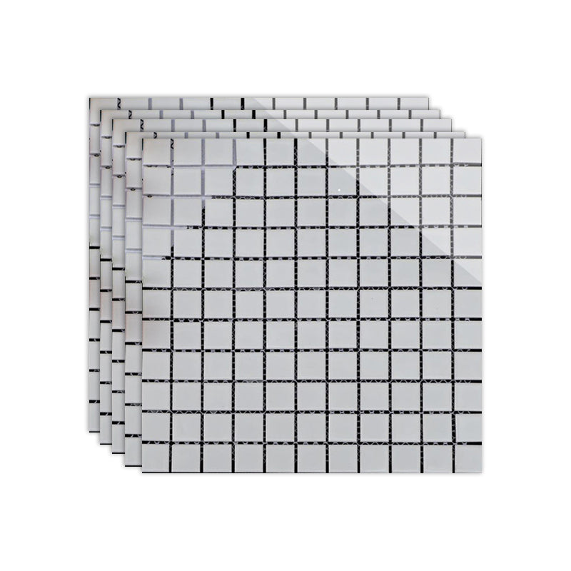 Black and White Wall Tile Mixed Material Mosaic Sheet Wall & Floor Tile Off-White Glossy / Polished Clearhalo 'Floor Tiles & Wall Tiles' 'floor_tiles_wall_tiles' 'Flooring 'Home Improvement' 'home_improvement' 'home_improvement_floor_tiles_wall_tiles' Walls and Ceiling' 7329770