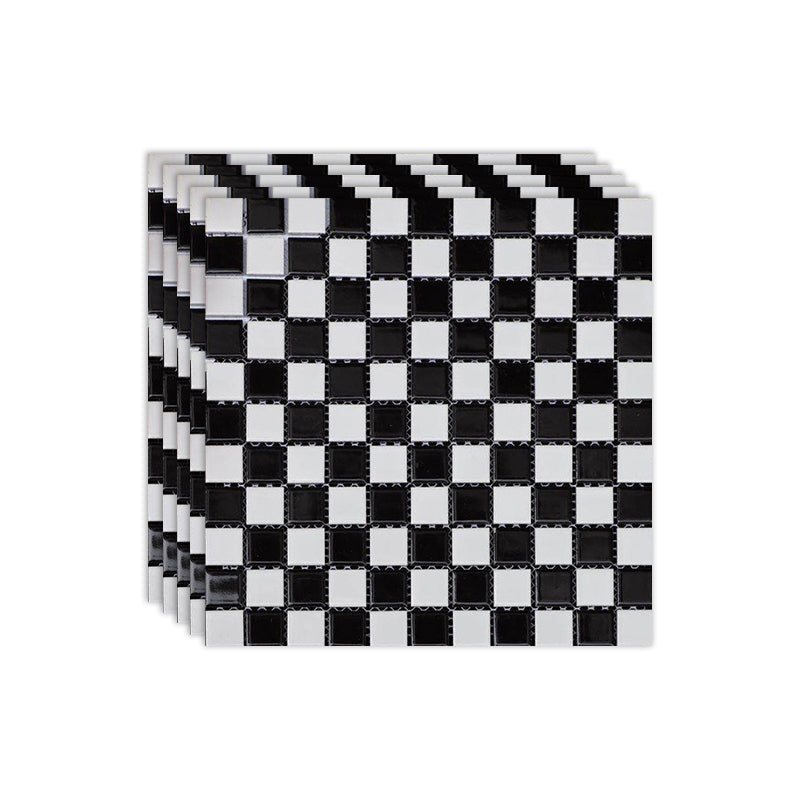 Black and White Wall Tile Mixed Material Mosaic Sheet Wall & Floor Tile White-Black Glossy / Polished Clearhalo 'Floor Tiles & Wall Tiles' 'floor_tiles_wall_tiles' 'Flooring 'Home Improvement' 'home_improvement' 'home_improvement_floor_tiles_wall_tiles' Walls and Ceiling' 7329774