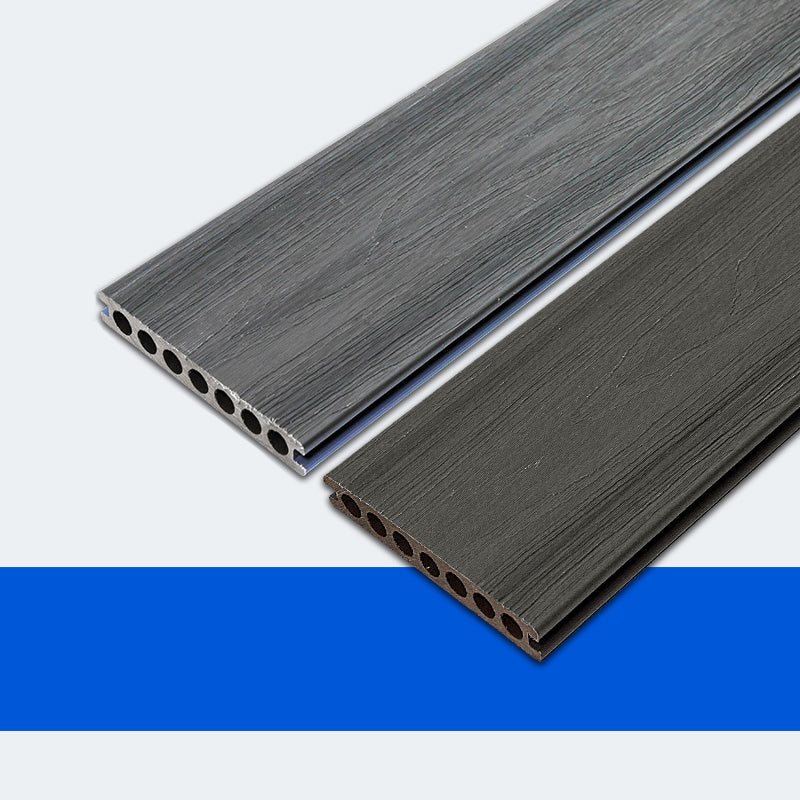 WPC Outdoor Flooring Rectangle Modern Style Waterproof Nail Flooring Pewter Co-Extrusion Clearhalo 'Flooring 'Hardwood Flooring' 'hardwood_flooring' 'Home Improvement' 'home_improvement' 'home_improvement_hardwood_flooring' Walls and Ceiling' 7329912