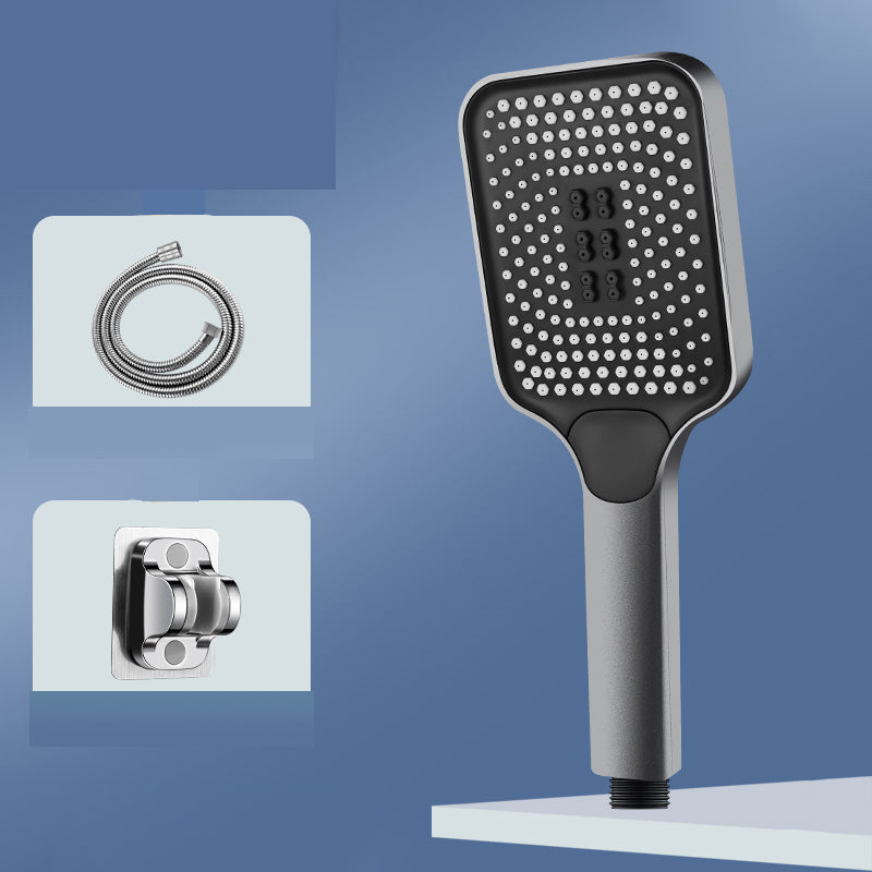 Modern Rectangular Hand Shower in Black 3 Sprays Wall-Mount Hand Shower Grey Shower Heads & Hose & Wall pedestal Clearhalo 'Bathroom Remodel & Bathroom Fixtures' 'Home Improvement' 'home_improvement' 'home_improvement_shower_heads' 'Shower Heads' 'shower_heads' 'Showers & Bathtubs Plumbing' 'Showers & Bathtubs' 7331015