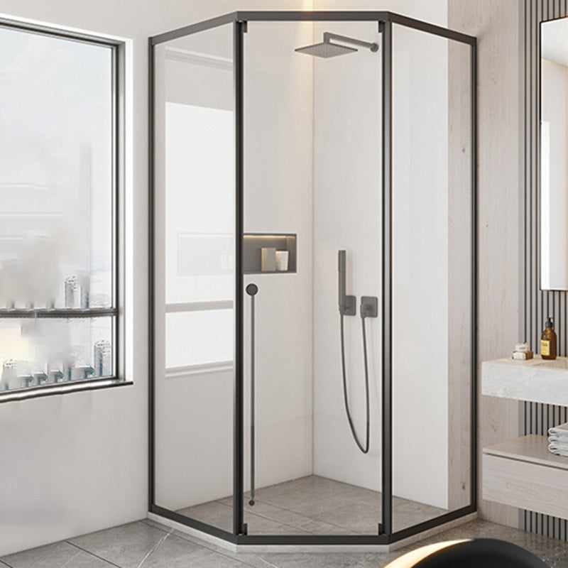 Framed Single Sliding Shower Doors Transparent Shower Bath Door Black Right Clearhalo 'Bathroom Remodel & Bathroom Fixtures' 'Home Improvement' 'home_improvement' 'home_improvement_shower_tub_doors' 'Shower and Tub Doors' 'shower_tub_doors' 'Showers & Bathtubs' 7331730