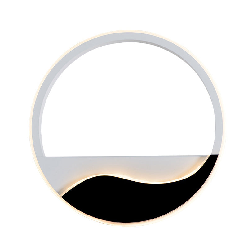 Acrylic Ring Sconce Light Fixture Minimalist White and Black LED Wall Mounted Lamp in White/Warm Light Clearhalo 'Modern wall lights' 'Modern' 'Wall Lamps & Sconces' 'Wall Lights' Lighting' 733257