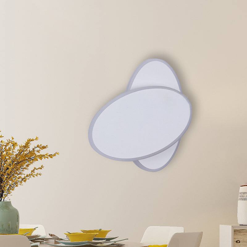 Modern LED Sconce Light White/Black Finish Double Oval Wall Lamp Fixture with Acrylic Shade in Warm/White Light Clearhalo 'Modern wall lights' 'Modern' 'Wall Lamps & Sconces' 'Wall Lights' Lighting' 733276