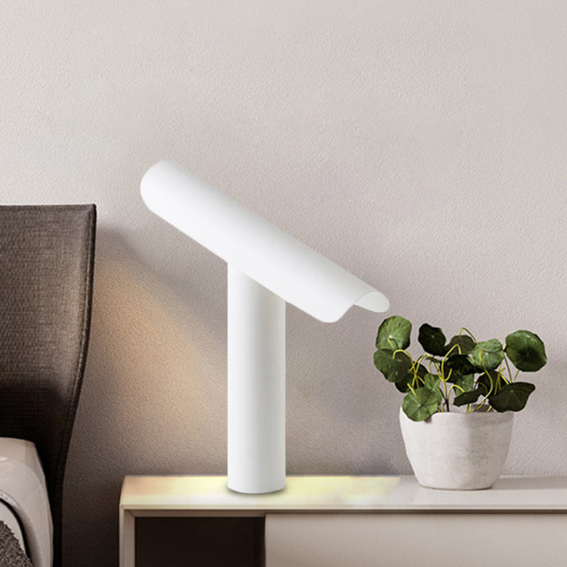 White Finish Cheese Night Table Light Postmodern LED Iron Desk Lamp with Plug In Cord Clearhalo 'Lamps' 'Table Lamps' Lighting' 733849