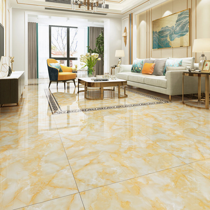 Matte Square Floor and Wall Light Yellow Marble Tile for Living Room Light Yellow 90 Pieces Clearhalo 'Floor Tiles & Wall Tiles' 'floor_tiles_wall_tiles' 'Flooring 'Home Improvement' 'home_improvement' 'home_improvement_floor_tiles_wall_tiles' Walls and Ceiling' 7345626
