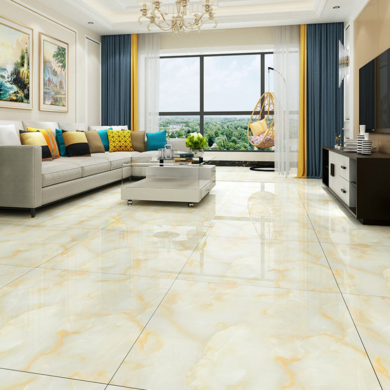 Matte Square Floor and Wall Light Yellow Marble Tile for Living Room Yellow 90 Pieces Clearhalo 'Floor Tiles & Wall Tiles' 'floor_tiles_wall_tiles' 'Flooring 'Home Improvement' 'home_improvement' 'home_improvement_floor_tiles_wall_tiles' Walls and Ceiling' 7345630
