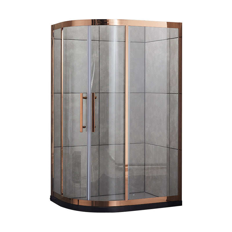 Transparent Shower Bath Door Double Sliding Tempered Shower Doors Rose Gold Clearhalo 'Bathroom Remodel & Bathroom Fixtures' 'Home Improvement' 'home_improvement' 'home_improvement_shower_tub_doors' 'Shower and Tub Doors' 'shower_tub_doors' 'Showers & Bathtubs' 7347807