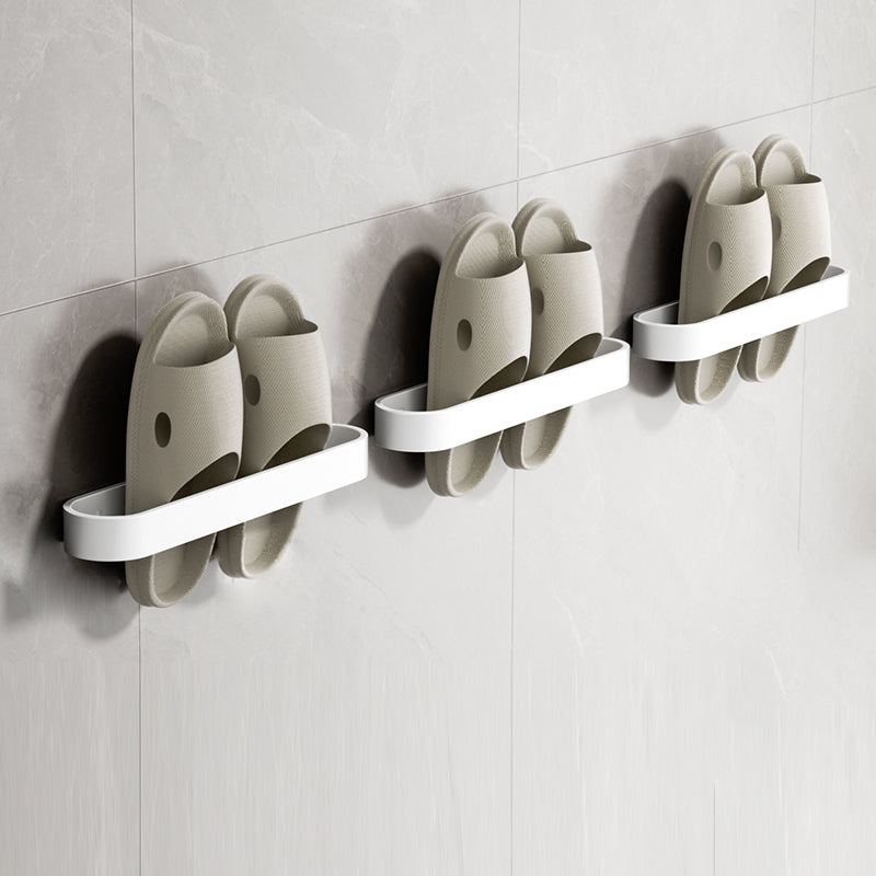 Minimalistic Bathroom Accessory Set Metal Slipper Rack/Towel Bar 12" White 3 Piece Set Clearhalo 'Bathroom Hardware Sets' 'Bathroom Hardware' 'Bathroom Remodel & Bathroom Fixtures' 'bathroom_hardware_sets' 'Home Improvement' 'home_improvement' 'home_improvement_bathroom_hardware_sets' 7352319