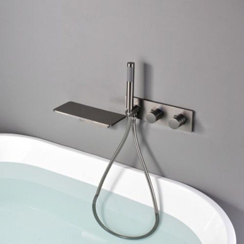 Modern Tub Spout Trim Brass Wall Mounted with Handshower Bath Faucet Trim Gun Grey Clearhalo 'Bathroom Remodel & Bathroom Fixtures' 'Bathtub Faucets' 'bathtub_faucets' 'Home Improvement' 'home_improvement' 'home_improvement_bathtub_faucets' 7352498
