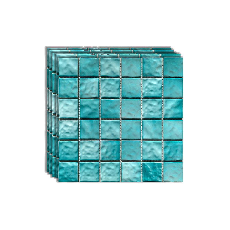 Grid Mosaic Sheet Wall Mixed Material Square Glazed Pressed Floor Tile Blackish Green Clearhalo 'Floor Tiles & Wall Tiles' 'floor_tiles_wall_tiles' 'Flooring 'Home Improvement' 'home_improvement' 'home_improvement_floor_tiles_wall_tiles' Walls and Ceiling' 7354898