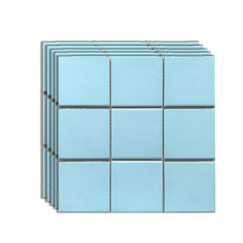Grid Mosaic Sheet Wall Mixed Material Square Glazed Pressed Floor Tile Light Blue Clearhalo 'Floor Tiles & Wall Tiles' 'floor_tiles_wall_tiles' 'Flooring 'Home Improvement' 'home_improvement' 'home_improvement_floor_tiles_wall_tiles' Walls and Ceiling' 7354914