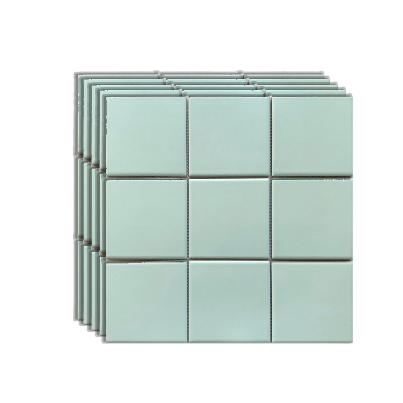 Grid Mosaic Sheet Wall Mixed Material Square Glazed Pressed Floor Tile Light Green Clearhalo 'Floor Tiles & Wall Tiles' 'floor_tiles_wall_tiles' 'Flooring 'Home Improvement' 'home_improvement' 'home_improvement_floor_tiles_wall_tiles' Walls and Ceiling' 7354916