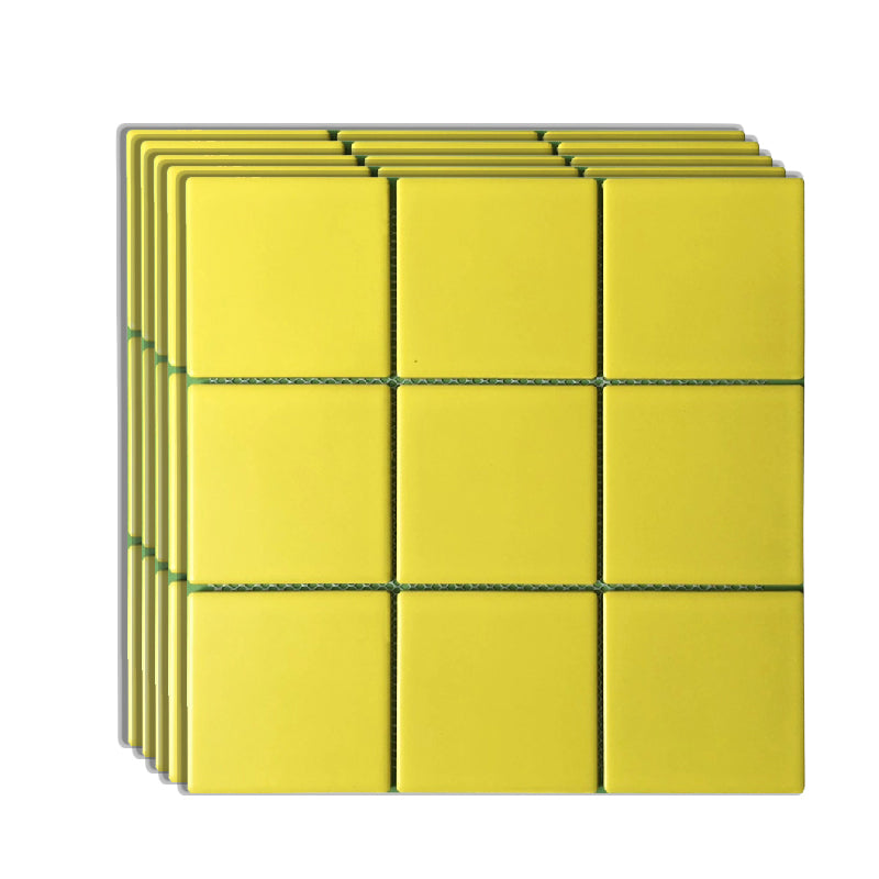 Grid Mosaic Sheet Wall Mixed Material Square Glazed Pressed Floor Tile Yellow Clearhalo 'Floor Tiles & Wall Tiles' 'floor_tiles_wall_tiles' 'Flooring 'Home Improvement' 'home_improvement' 'home_improvement_floor_tiles_wall_tiles' Walls and Ceiling' 7354923