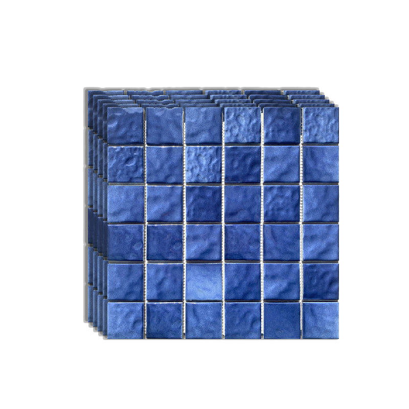 Grid Mosaic Sheet Wall Mixed Material Square Glazed Pressed Floor Tile Dark Blue Clearhalo 'Floor Tiles & Wall Tiles' 'floor_tiles_wall_tiles' 'Flooring 'Home Improvement' 'home_improvement' 'home_improvement_floor_tiles_wall_tiles' Walls and Ceiling' 7354927