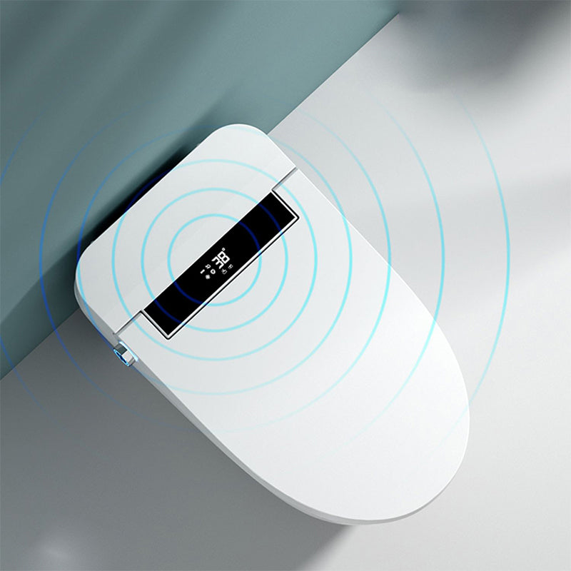 One Piece Toilet Modern Porcelain Floor Mounted Flush Toilet Automatic Lid 16" Clearhalo 'Bathroom Remodel & Bathroom Fixtures' 'Home Improvement' 'home_improvement' 'home_improvement_toilets' 'Toilets & Bidets' 'Toilets' 7355696