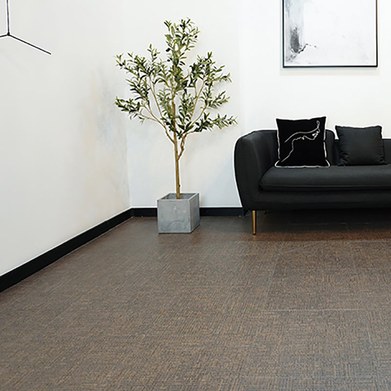 Square Scratch Resistant Plastic Floor Water Resistant Peel & Stick Floor Tiles Chocolate 18"L x 18"W Clearhalo 'Flooring 'Home Improvement' 'home_improvement' 'home_improvement_vinyl_flooring' 'Vinyl Flooring' 'vinyl_flooring' Walls and Ceiling' 7356492