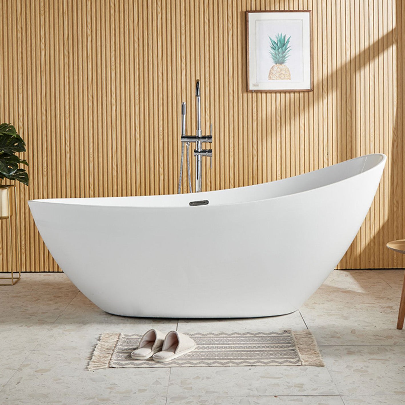 Antique Finish Oval Bathtub Stand Alone Modern Soaking Bath Tub 71"L x 31"W x 31"H Tub with Freestanding Tub Fillers Clearhalo 'Bathroom Remodel & Bathroom Fixtures' 'Bathtubs' 'Home Improvement' 'home_improvement' 'home_improvement_bathtubs' 'Showers & Bathtubs' 7359911