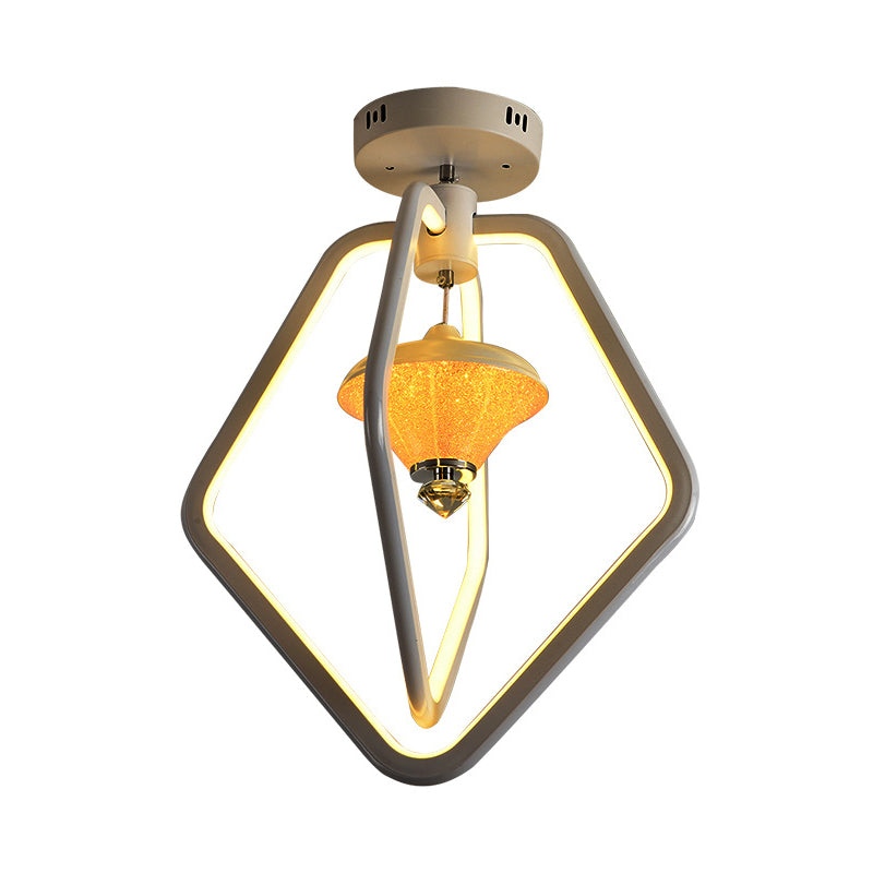 Acrylic Dual-Pentagon Semi-Flush Mount Simple LED Flush Ceiling Light in White for Corridor Clearhalo 'Ceiling Lights' 'Close To Ceiling Lights' 'Close to ceiling' 'Semi-flushmount' Lighting' 736057