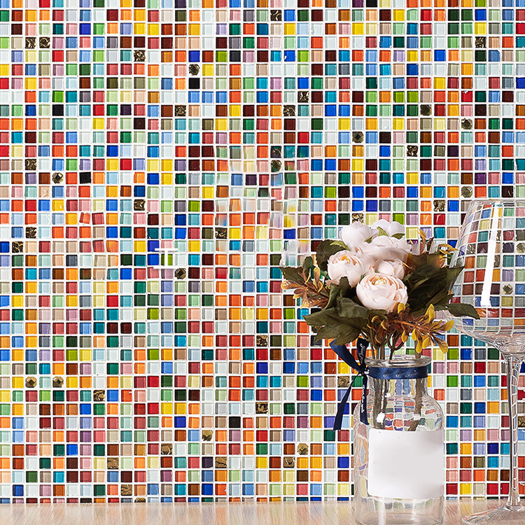 Glass Floor and Wall Tile Modern Simple Grid Floor and Wall Tile Multi-Color 99 Pieces Clearhalo 'Floor Tiles & Wall Tiles' 'floor_tiles_wall_tiles' 'Flooring 'Home Improvement' 'home_improvement' 'home_improvement_floor_tiles_wall_tiles' Walls and Ceiling' 7360625