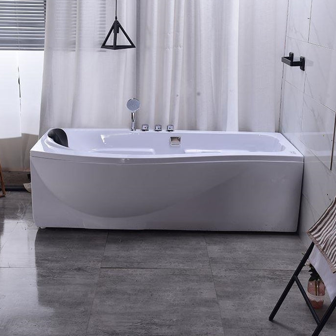 Modern Rectangular Bathtub Stand Alone Acrylic White Soaking Bath 67"L x 30"W x 22"H Right Tub with Silver 5-Piece Set Clearhalo 'Bathroom Remodel & Bathroom Fixtures' 'Bathtubs' 'Home Improvement' 'home_improvement' 'home_improvement_bathtubs' 'Showers & Bathtubs' 7364164
