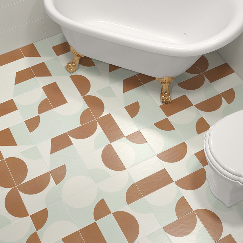 Ceramic Floor and Wall Tile Square Shape Floor and Wall Tile for Bathroom Green-Brown 260 Pieces Clearhalo 'Floor Tiles & Wall Tiles' 'floor_tiles_wall_tiles' 'Flooring 'Home Improvement' 'home_improvement' 'home_improvement_floor_tiles_wall_tiles' Walls and Ceiling' 7364854