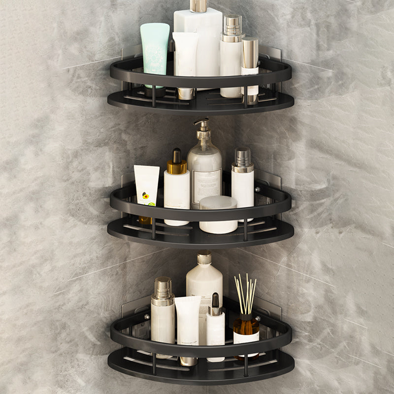 Silver/Black Bath Hardware Set Modern 1/2/3 - Piece Bath Shelf 11.5" Black 3 Piece Set Clearhalo 'Bathroom Hardware Sets' 'Bathroom Hardware' 'Bathroom Remodel & Bathroom Fixtures' 'bathroom_hardware_sets' 'Home Improvement' 'home_improvement' 'home_improvement_bathroom_hardware_sets' 7365377