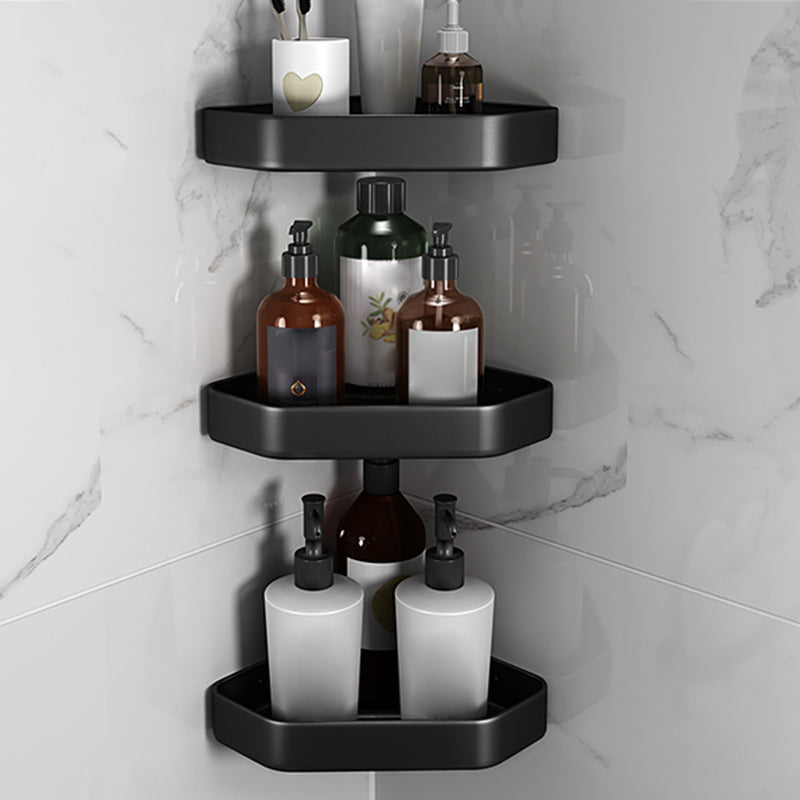 Matte Black Bathroom Accessory Set Modern Anti-rust 1/2/3 - Piece Bath Shelf 3 Piece Set Clearhalo 'Bathroom Hardware Sets' 'Bathroom Hardware' 'Bathroom Remodel & Bathroom Fixtures' 'bathroom_hardware_sets' 'Home Improvement' 'home_improvement' 'home_improvement_bathroom_hardware_sets' 7369743