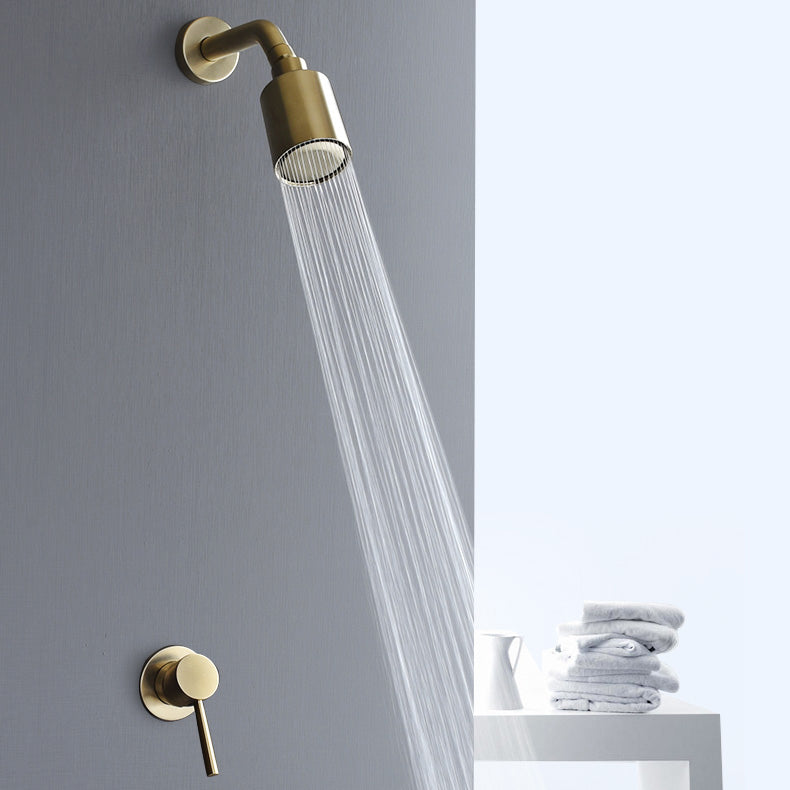 Metal Shower Head Combo Modern Round Fixed Shower Head for Bathroom Gold Clearhalo 'Bathroom Remodel & Bathroom Fixtures' 'Home Improvement' 'home_improvement' 'home_improvement_shower_heads' 'Shower Heads' 'shower_heads' 'Showers & Bathtubs Plumbing' 'Showers & Bathtubs' 7371509