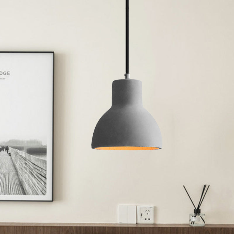 1-Light Ceiling Light Industrial Coffee Shop Hanging Pendant Lamp with Bowl/Dome/Trapezoid Cement Shade Clearhalo 'Ceiling Lights' 'Industrial Pendants' 'Industrial' 'Middle Century Pendants' 'Pendant Lights' 'Pendants' 'Tiffany' Lighting' 737838