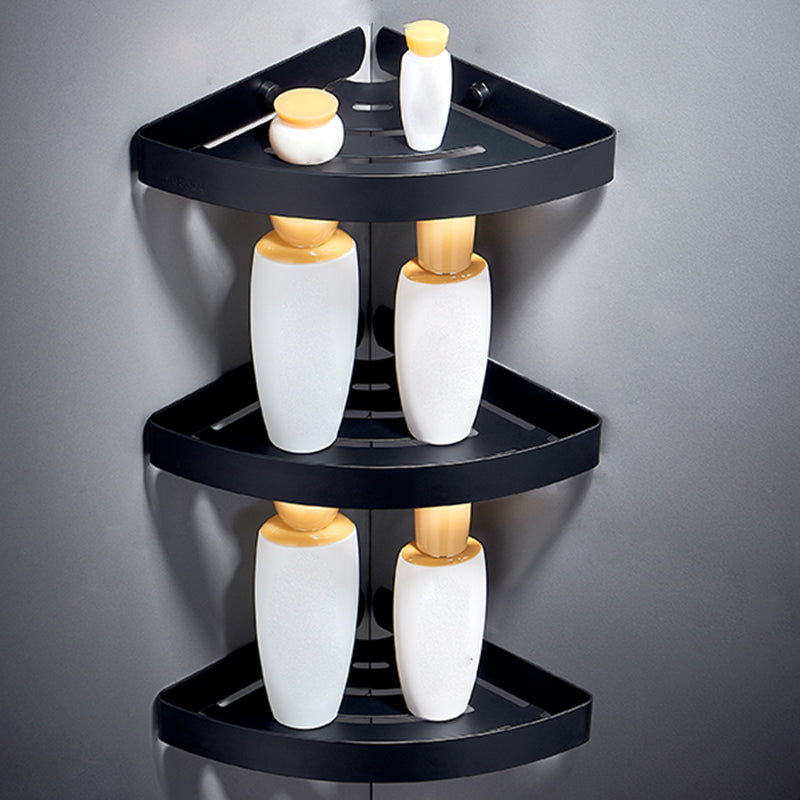 Silver/Black Bathroom Set Modern 1/2/3 - Piece Anti-rust Bath Shelf Black 3 Piece Set Triangle Clearhalo 'Bathroom Hardware Sets' 'Bathroom Hardware' 'Bathroom Remodel & Bathroom Fixtures' 'bathroom_hardware_sets' 'Home Improvement' 'home_improvement' 'home_improvement_bathroom_hardware_sets' 7378736