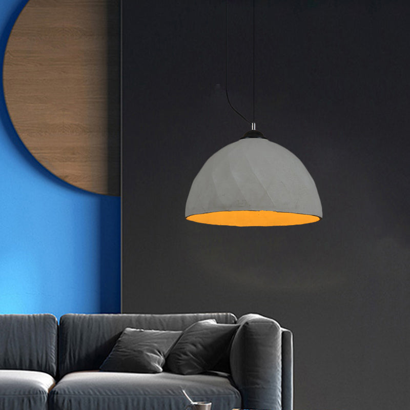 Vintage Dome/Oval Ceiling Light 1-Light Cement Mini Hanging Pendant Lamp in Grey, 6"/10" Width Clearhalo 'Ceiling Lights' 'Industrial Pendants' 'Industrial' 'Middle Century Pendants' 'Pendant Lights' 'Pendants' 'Tiffany' Lighting' 737883