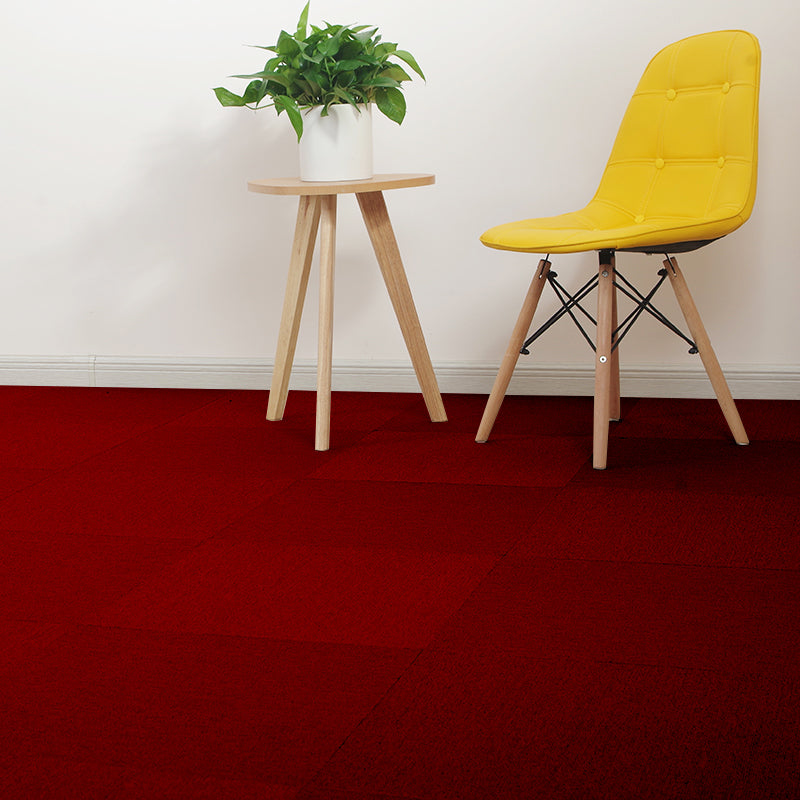 Modern Carpet Tiles Level Loop Self Adhesive Fire Resistant Tiles and Carpet Red 1 Set for Wallboard (32 Pieces * 1) Clearhalo 'Carpet Tiles & Carpet Squares' 'carpet_tiles_carpet_squares' 'Flooring 'Home Improvement' 'home_improvement' 'home_improvement_carpet_tiles_carpet_squares' Walls and Ceiling' 7380607