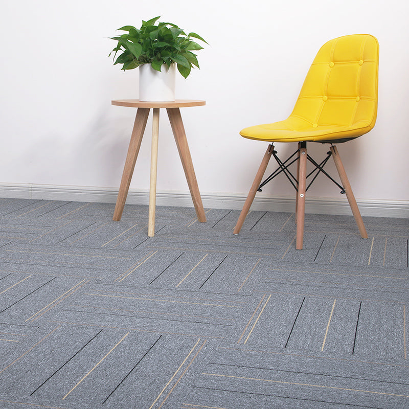 Modern Carpet Tiles Level Loop Self Adhesive Fire Resistant Tiles and Carpet Light Gray Striped 1 Set for Wallboard (32 Pieces * 1) Clearhalo 'Carpet Tiles & Carpet Squares' 'carpet_tiles_carpet_squares' 'Flooring 'Home Improvement' 'home_improvement' 'home_improvement_carpet_tiles_carpet_squares' Walls and Ceiling' 7380609