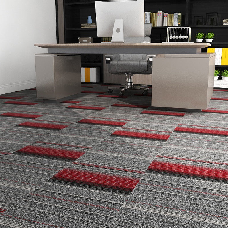 Modern Carpet Tiles Level Loop Self Adhesive Fire Resistant Tiles and Carpet Gray-Red 1 Set for Wallboard (32 Pieces * 1) Asphalt Clearhalo 'Carpet Tiles & Carpet Squares' 'carpet_tiles_carpet_squares' 'Flooring 'Home Improvement' 'home_improvement' 'home_improvement_carpet_tiles_carpet_squares' Walls and Ceiling' 7380614