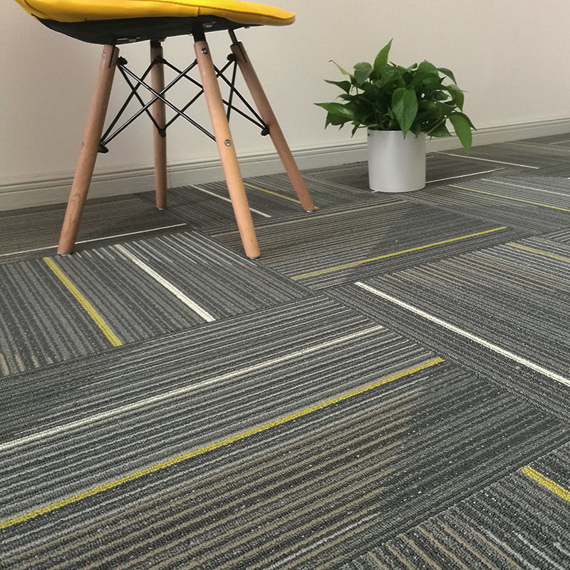 Modern Carpet Tiles Level Loop Self Adhesive Fire Resistant Tiles and Carpet Gray-Yellow 1 Set for Wallboard (32 Pieces * 1) Asphalt Clearhalo 'Carpet Tiles & Carpet Squares' 'carpet_tiles_carpet_squares' 'Flooring 'Home Improvement' 'home_improvement' 'home_improvement_carpet_tiles_carpet_squares' Walls and Ceiling' 7380623