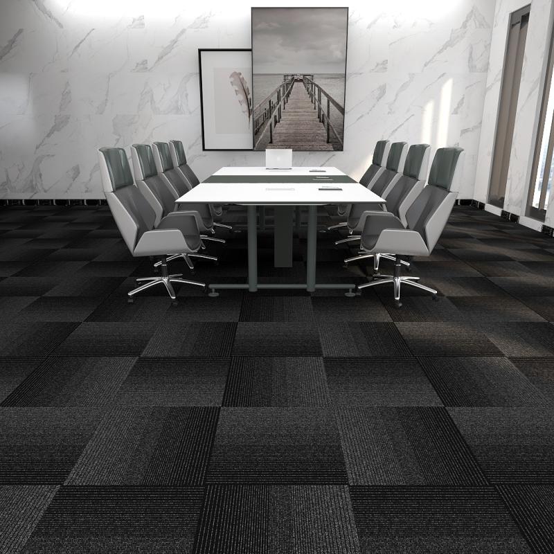 Modern Carpet Tiles Level Loop Self Adhesive Fire Resistant Tiles and Carpet Dark Gray-Black 1 Set for Wallboard (32 Pieces * 1) Clearhalo 'Carpet Tiles & Carpet Squares' 'carpet_tiles_carpet_squares' 'Flooring 'Home Improvement' 'home_improvement' 'home_improvement_carpet_tiles_carpet_squares' Walls and Ceiling' 7380625