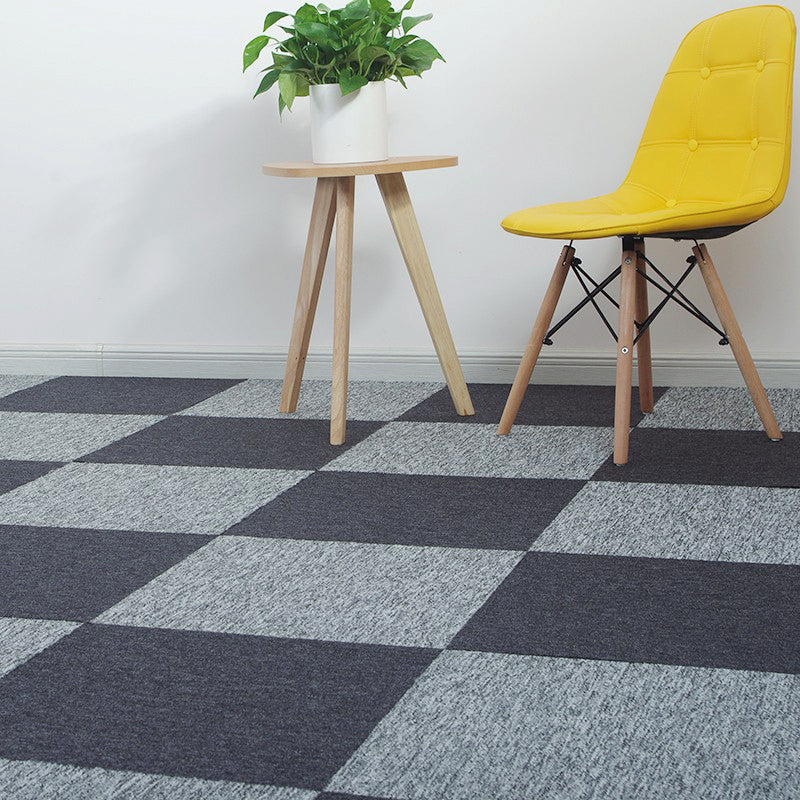Modern Carpet Tiles Level Loop Self Adhesive Fire Resistant Tiles and Carpet Light Gray-Black 1 Set for Wallboard (32 Pieces * 1) Clearhalo 'Carpet Tiles & Carpet Squares' 'carpet_tiles_carpet_squares' 'Flooring 'Home Improvement' 'home_improvement' 'home_improvement_carpet_tiles_carpet_squares' Walls and Ceiling' 7380626