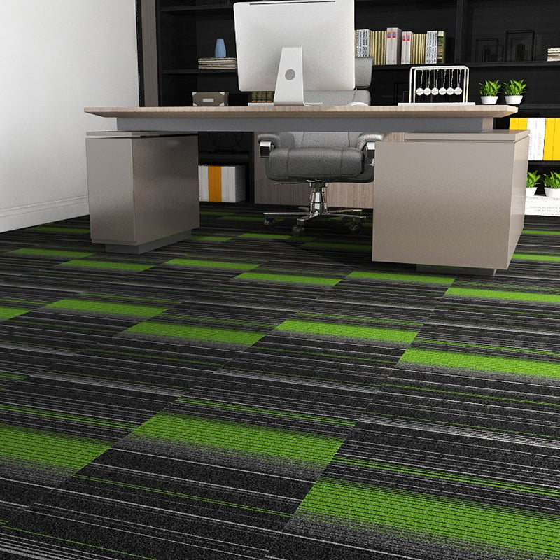 Modern Carpet Tiles Level Loop Self Adhesive Fire Resistant Tiles and Carpet Black/ Green 1 Set for Wallboard (32 Pieces * 1) Asphalt Clearhalo 'Carpet Tiles & Carpet Squares' 'carpet_tiles_carpet_squares' 'Flooring 'Home Improvement' 'home_improvement' 'home_improvement_carpet_tiles_carpet_squares' Walls and Ceiling' 7380627
