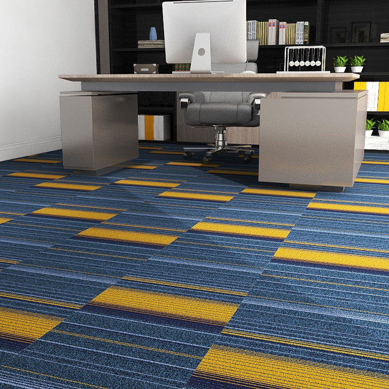 Modern Carpet Tiles Level Loop Self Adhesive Fire Resistant Tiles and Carpet Blue-Yellow 1 Set for Wallboard (32 Pieces * 1) Asphalt Clearhalo 'Carpet Tiles & Carpet Squares' 'carpet_tiles_carpet_squares' 'Flooring 'Home Improvement' 'home_improvement' 'home_improvement_carpet_tiles_carpet_squares' Walls and Ceiling' 7380630
