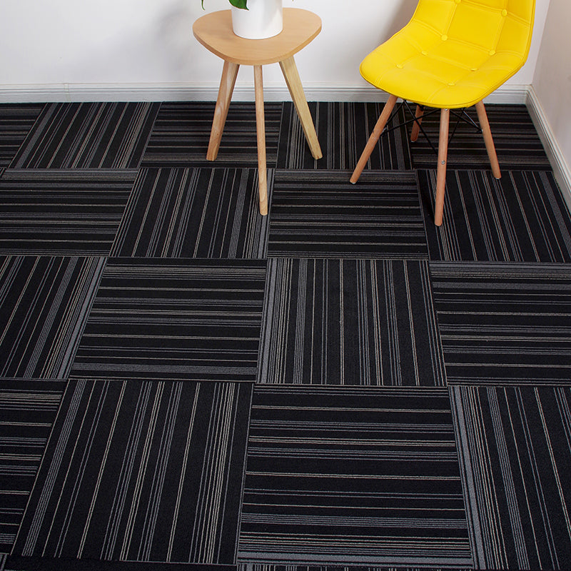 Modern Carpet Tiles Level Loop Self Adhesive Fire Resistant Tiles and Carpet Antique Black 1 Set for Wallboard (32 Pieces * 1) Vinyl Clearhalo 'Carpet Tiles & Carpet Squares' 'carpet_tiles_carpet_squares' 'Flooring 'Home Improvement' 'home_improvement' 'home_improvement_carpet_tiles_carpet_squares' Walls and Ceiling' 7380631