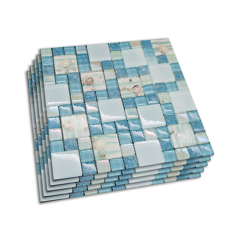 Grid Floor and Wall Tile Contemporary Glass Floor and Wall Tile Blue-White Clearhalo 'Floor Tiles & Wall Tiles' 'floor_tiles_wall_tiles' 'Flooring 'Home Improvement' 'home_improvement' 'home_improvement_floor_tiles_wall_tiles' Walls and Ceiling' 7383412