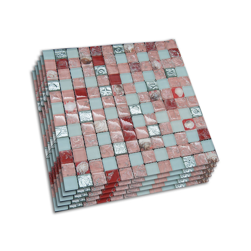 Grid Floor and Wall Tile Contemporary Glass Floor and Wall Tile Pink-White Clearhalo 'Floor Tiles & Wall Tiles' 'floor_tiles_wall_tiles' 'Flooring 'Home Improvement' 'home_improvement' 'home_improvement_floor_tiles_wall_tiles' Walls and Ceiling' 7383415