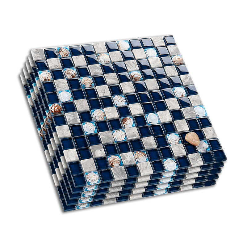 Grid Floor and Wall Tile Contemporary Glass Floor and Wall Tile Royal Blue-White Clearhalo 'Floor Tiles & Wall Tiles' 'floor_tiles_wall_tiles' 'Flooring 'Home Improvement' 'home_improvement' 'home_improvement_floor_tiles_wall_tiles' Walls and Ceiling' 7383422